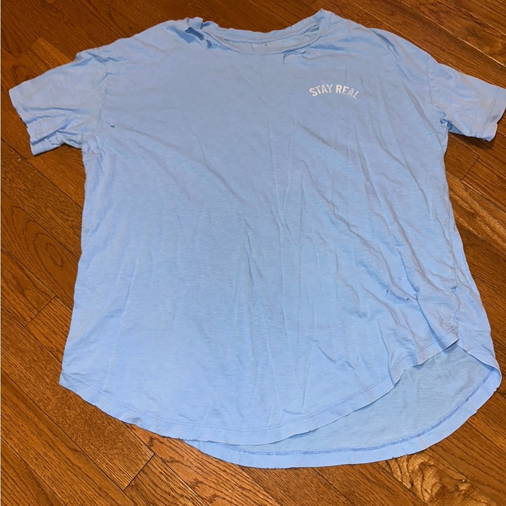 Aerie Light Blue 'Stay Real' oversized Tee-Size Medium